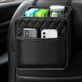 Car Back Seat Organizer, Hanging PU Leather Car Storage Bag, Compatible with Most Vehicles Interior Accessories Organizer