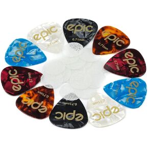 Epic Accessories 20-Pack Rough Surface Guitar Pick Grips Non-Slip | Non-Sticky | Stop Dropping Your Pick | Comes with 10 Medium Guitar Picks .071mm