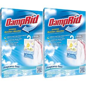 DampRid Damp Rid Hanging Moisture Absorber, Fragrance Free, 14 oz-2 pk, 14oz 2 Pack
