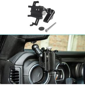 RT-TCZ A-Pillar Dash Phone Holder Bracket Mount Grab Handle Adjustable Anti-Shake Stabilizer Cell Phone Holder Accessories for Jeep Wrangler JL JLU & Gladiator JT 2018-2023