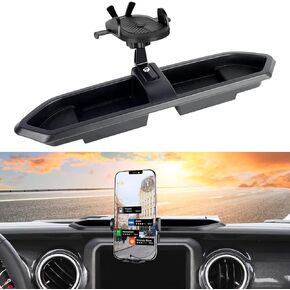Migaven Phone Mount Compatible with Jeep Wrangler Accessories 2018-2022 JL JLU Dash Tray Random Phone Holder with Storage Box, Don't for Oil-Electric 4xe