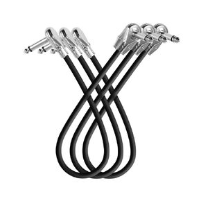 Devinal Guitar Patch Cable 12 inch, Instrument Effects Adapter Set 3 Pack, Pedal Boards Cord 1 feet kit, 1/4 Mono Right Angle Pancake Type Connectors, Ts Low-Profile Plug