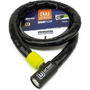Urban UR5120 Phyton Cable Lock, Reinforced Steel Cable with Very Flexible Articulated Shielding, High Security Lock, Anti Theft Armored Cable for Motorcycle, Electric Bicycle, Scooter, 120cm/3,9ft