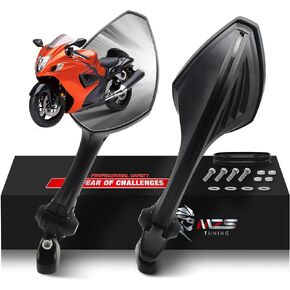 MZS Racing Motorcycle Mirrors, Fairing Rear View Side Mirror Accessories Black Compatible with ZX6R 636 ZX-6R ZX6RR 2005-2008 | ZX10R ZX-10R 2004-2010