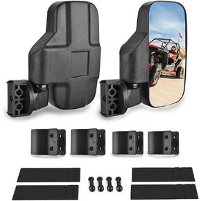 Frokom UTV Side Mirrors Fit 1.75"to 2" Roll Bar Cage, Large Aluminum Solid Side View Mirrors Compatible with Polaris RZR Can Am Maverick X3 Talon Pioneer 1000 Wolverine Kawasaki Teryx SXS