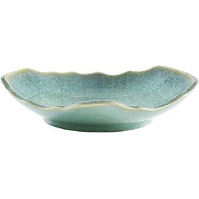 Ceramic Decorative Dish, Large Blue Pottery Decorative Bowl, Porcelain Centerpiece Tray, Key Bowl, Gift Decor Tray for Tabletop Entryway Table Living Room Dining(12'' Dish)