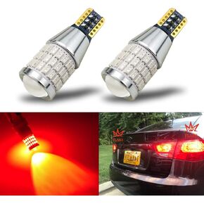 iBrightstar Newest 9-30V Flashing Strobe Blinking Brake Lights 912 921 W16W T15 906 LED Bulbs with Projector Replacement for Tail 3rd Brake Stop Lights, Brilliant Red