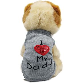 أنا أحب أمي الأم أبي الأب كلب صغير قميص الأم قميص جرو تي شيرت الكلاب الصغيرة الأب الملابس in Kuwait