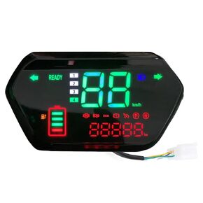Motorcycle LCD Speedometer, KIMISS 48V/60V Universal Speedometer Odometer Tachometer Digital LCD Display for Electric Motorcycle