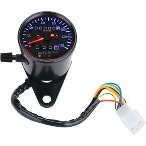 Motorcycle Odometer, LED Backlight 12 V Motorcycle Dual Tachometer Odometer Speedometer Gauge Kit Cafe Racer