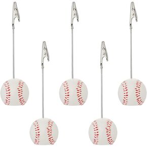 RONRONS 5 Pack Resin Ball Base Memo Clip Holder Stand Note Paper Clip Pictures Card Display with Alligator Clip,Baseball