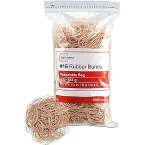1InTheOffice Rubber Bands #16, Size16 Rubber Bands, Beige, 1 lb Box, (1,900/Pack)