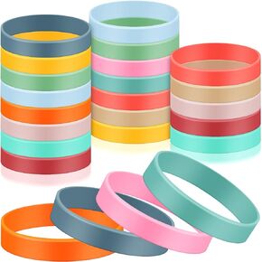 24 Pcs 8 Inch Colored Silicone Rubber Bands Silicone Elastic Bands Long Lasting Wrapping Bands for Books, Art, Bag Wraps, Exercise, Crab Traps, Bottle, Wallet (Pastel Color)