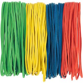 Large Rubber Bands Heavy Duty 1 LB (About 240 Rubberbands) - Made in USA - 4 Assorted Colors included - Long Rubber Bands Office Supplies for Files - Home & Kitchen Use - 7x1/8 inches