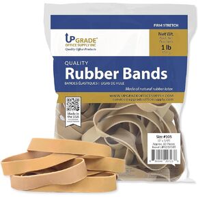 Upgrade Office Supply UPG234105PK3 Rubber Bands, Size #105 (5" x 5/8"), 1 lb. Bags (3 Pack), Natural Crepe Color, Made in USA