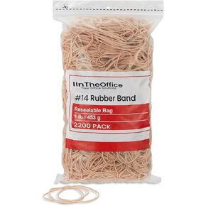 1InTheOffice Rubber Bands #14, Size14 Rubber Bands, Beige, 1 lb Box, (2,200/Pack)