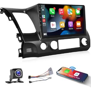 Android Car Stereo for Honda Civic 2006 2007 2008 2009 2010 2011 with WiFi GPS Navigation 2G+32G 10.1" HD Touchscreen Car Radio Wireless Carplay Android Auto Bluetooth MirrorLink Backup Camera SWC