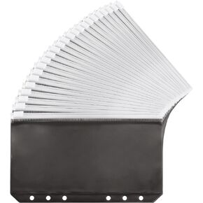 24 Pcs Binder Pocket A6 Binder Pockets 6 Holes Zipper Folders Waterproof PVC Document Pouch Filing Bags(Clear)