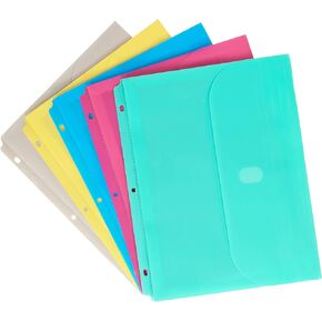C-Line Super Heavyweight Poly Binder Pocket with Hook & Loop Closure, 1-Inch Gusset, Letter Size, Pack of 36, Assorted Colors (58730)
