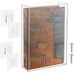 Clear Display Case for Bible, Acrylic Wall Mount Vertical & Horizontal Display Case, Book Display Case Family Old Bible Heirloom Organizer Box for Book Jewelry Collector, 10.25 x 7.25 x 2 inch