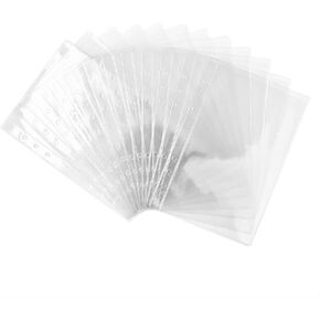 12pcs Clear Binder Pockets Personal A5 Single Pouch for 6-Ring Notebook Binder Dividers with Pockets Waterproof PVC Binder Pouches Cash Envelopes Pictures Files Organizer