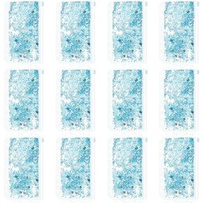 NEWEST 12 Pieces A6 Binder Pockets 6 Holes Zipper Pouches Holder with Sequins Soft PVC Loose Leaf Bags for 6-Ring Journal Notebook Cash Budget Envelopes Planner Inserts Receipt Stamps Invoices, Blue