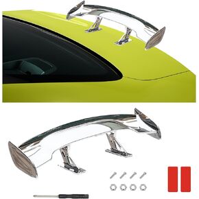 Augeny Car Mini Spoiler Wing, 9.8 Inch Carbon Fiber Car Rear Tail Wing Without Perforation, Universal Auto Mini Tiny Trunk Spoiler, Vehicle Exterior Decor Accessories for Men Women (Black)