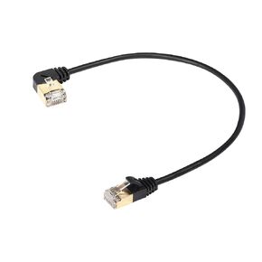 SinLoon 90 Degree Right Angle Cat8 Ethernet Cable, High Speed 40Gbps 2000Mhz Network Cord, with Gold Plated Plug SFTP Wires CAT8 RJ45 Connector Gaming LAN Cable,for PC, Router (Right 0.3M/1FT)