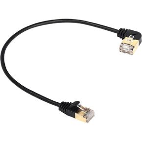 SinLoon 90 Degree Right Angle Cat8 Ethernet Cable, High Speed 40Gbps 2000Mhz Network Cord, with Gold Plated Plug SFTP Wires CAT8 RJ45 Connector Gaming LAN Cable,for PC, Router (Right 0.3M/1FT)