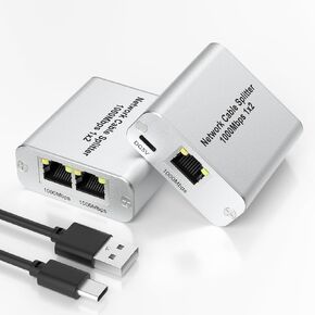 Ethernet Splitter 1 to 2 1000Mbps [2 Devices Simultaneously Networking] Gigabit Ethernet Splitter High Speed, Aluminum LAN Splitter with USB Power Cable, RJ45 Splitter for Cat5/5e/Cat6/7/8 Cable in Saudi Arabia