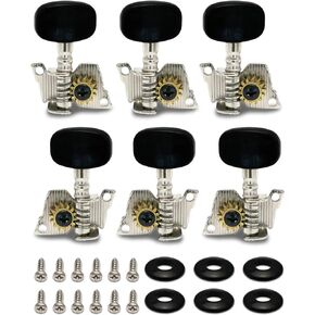 Metallor Guitar Machine Heads Tuning Pegs Tuners for Classical Acoustic Folk Guitar Individual Double Hole Chrome 3L 3R.