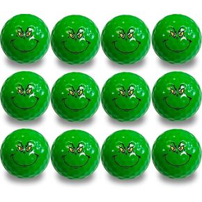 Grinch Face Golf Balls 12 Pack- Great Gift IDEA from Moms, DADS and Kids - Perfect for The Person who has Everything.