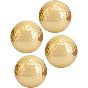 Alomejor 4Pcs Golf Ball Portable Gold Plating Golf Ball Double Layer Construction Sports Practice Driving Range Balls