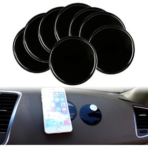 Fogfar 8 PCS 3.15 Inch Car Anti-Slip Mats, Universal Car Mobile Phone Non-Slip Gel Pads, Round Car Mats, for Cell Phone, Sunglasses, Keys, Coins (Black)