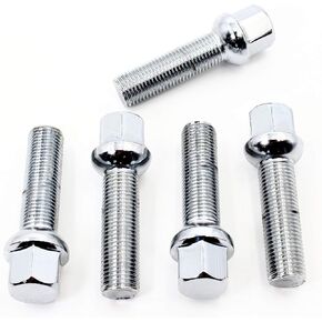 Set of 20 Veritek 14x1.5mm 2.75 Inch 45mm Shank Length 17mm Hex Chrome R12 Ball Seat Wheel Lug Bolts for Mercedes Factory Wheels