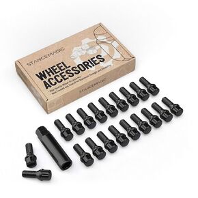 20pcs Locking Spline Black 12x1.5 Lug Bolts with Socket Key (26mm OEM Shank Length, Cone Seat) Compatible with BMW 128i 135i 318i 320i 325i 328i 335i M3 528i 530i 535i M5 Z3 Z4 E36 E46 E60 E90 E92 E93