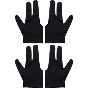SING F LTD 4PCS Billiard Gloves Three Finger Cue Snooker Billiard Pool Shooters Gloves for Women Men Left & Right Hand Billiard Accessories Nylon Black