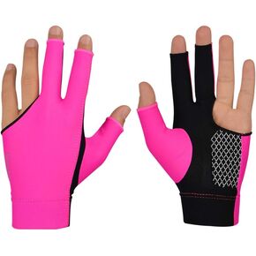 Healifty 3 Finger Billiards Gloves Snooker Cue Professional Glove Show Pool Cue Gloves Sport Glovefor Left Right Hand (Black) M