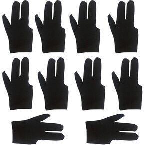 lasenersm 10 Pieces Billiard Gloves 3 Finger Billiard Gloves Pool Cue Gloves 3 Fingers Show Gloves Snooker Gloves Wear on The Right or Left Hand for Men Women, Black