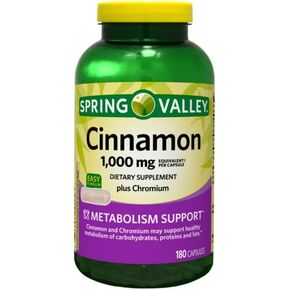 Nick & Hannah Spring Valley Cinnamon Dietary Supplement, 1000 mg, 180 Capsules