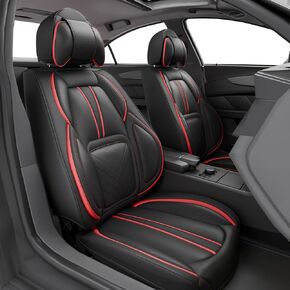 5PCS 2025 Front and Back Car Seat Covers Auto Interior Accessories with Water Proof Nappa Leather for Cars SUV Pick-up Truck Universal Comfortable and Breathable (Full Set, Beige)