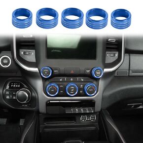 Voodonala for Dodge RAM Aluminum Center Console AC Radio Switch Knob Cover for 2018-2024+ RAM Interior Accessories, 5pcs Orange