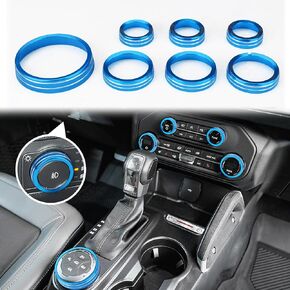 Auovo Air Conditioner Knob Cover for Ford Bronco Accessories 2021-2024 AC Knob Cover Headlight Switch Knob 4WD Wheel Drive Trailer Gear Shift Switch Knob Cover 7pcs Blue (Don't fit for Sport)