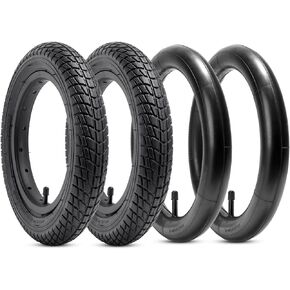 YunSCM 12.5" Road Bike Tires 12 1/2x2 1/4 (54-203) and 12.5" Bike Tubes Schrader Valve and 2 Rim Strips Compatible with 12 ½ X 2 ¼ 12.5 x 2.25 12 1/2 x 2 1/4 Bike Tires and Tubes(W-004)