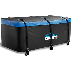 CZC AUTO Hitch Cargo Carrier Bag, 20 cu. ft Waterproof/Rainproof/Weatherproof Cargo Traveling Bag for Car Truck SUV Vans' Hitch Tray and Hitch Basket, Safe Steady Durable Soft, Black-Blue
