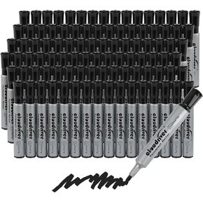 cloudriver Permanent Markers 96 Count, Black Permanent Marker Bulk Set, Chisel Tip, Premium Smear Proof Markers, Quick Drying Ink, Waterproof, Office Supplies for School, Office, Home