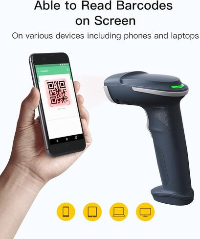 Inateck 2D Barcode Scanner Bluetooth, Barcode Reader with 2.4Ghz Smart Base, Screen Scanning, BCST-54 Black in Saudi Arabia