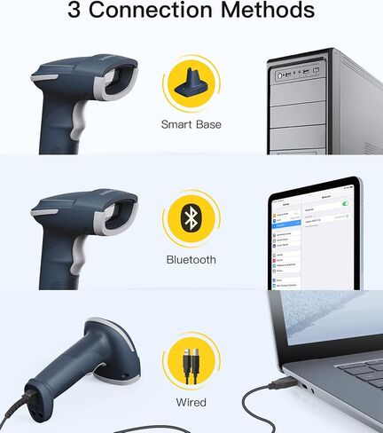 Inateck 2D Barcode Scanner Bluetooth, Barcode Reader with 2.4Ghz Smart Base, Screen Scanning, BCST-54 Black in Saudi Arabia