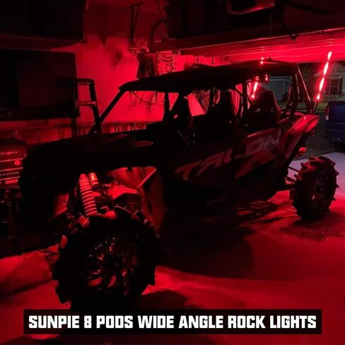 SUNPIE 8 Pods 210 درجة زاوية واسعة RGBW LED أضواء الصخور تطبيق الهاتف التحكم عن بعد وضع الصوت وضع الموسيقى التحكم التلقائي مجموعة ضوء النيون أضواء عجلة جيدا لشاحنة الطرق الوعرة SUV ATV UTV Boat in Kuwait