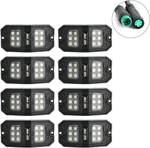 SUNPIE 8 Pods 210 درجة زاوية واسعة RGBW LED أضواء الصخور تطبيق الهاتف التحكم عن بعد وضع الصوت وضع الموسيقى التحكم التلقائي مجموعة ضوء النيون أضواء عجلة جيدا لشاحنة الطرق الوعرة SUV ATV UTV Boat in Kuwait